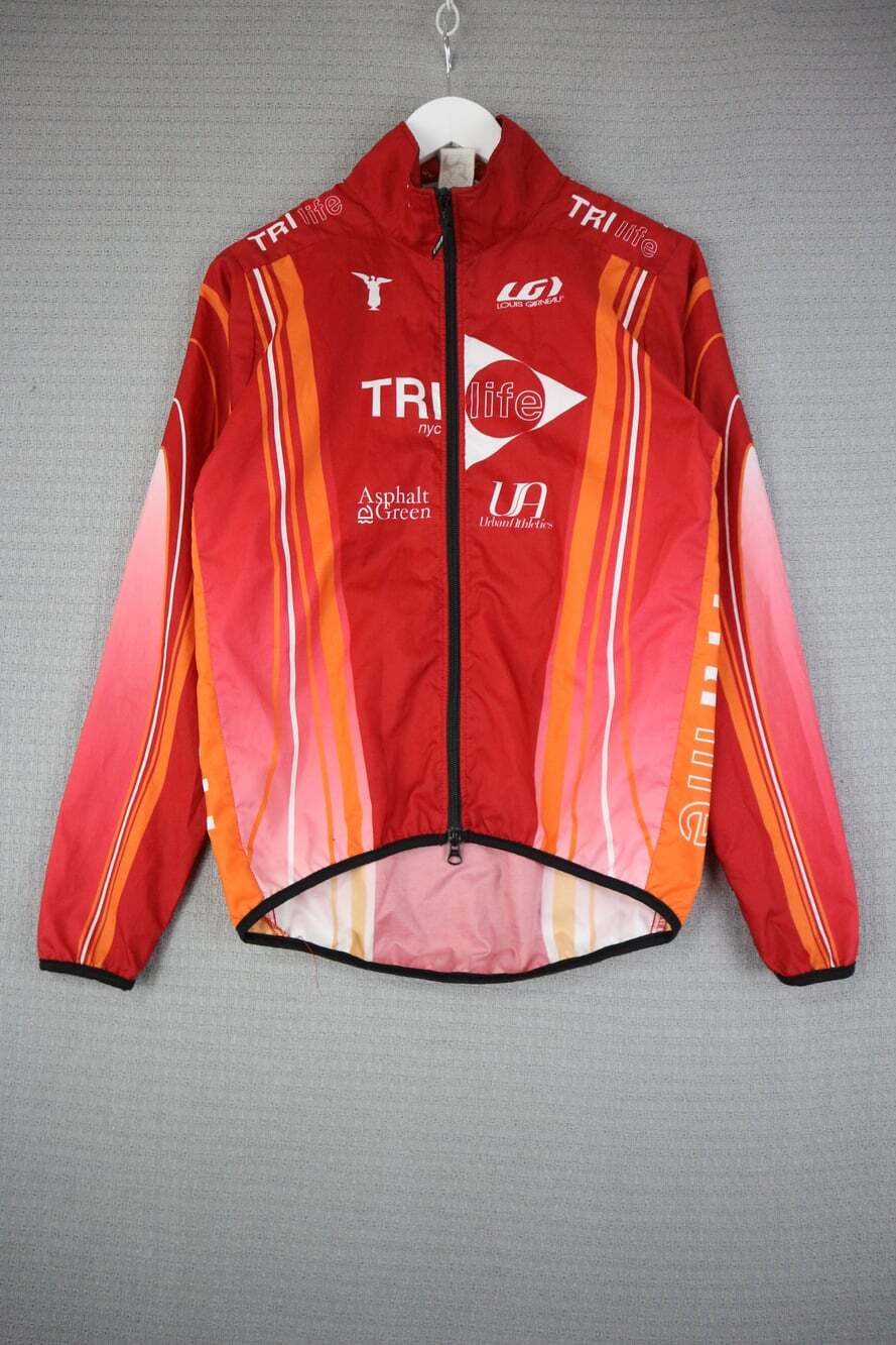 Louis Garneau TRI Life NYC Cycling Windbreaker Jacket Red Orange XS